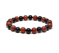 Naturel Red Jasper Black Onyx, Jasper Rouge Naturel, guérison en Cristal, de fertilité, Richesse d'abondance, Blance Peace Harmony, Longevité Femme for Men Gift 8 mm 1 Brin 8 Pouces