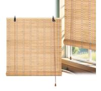 Naturel Store Bambou Avec Levage, Ombrage Store Exterieur Enrouleur, Personnalisable 45-180cm Rétro Stores à Rouleaux Romains Privée Facile à Installer Pour Cuisine Balcon Chambres Gazebos