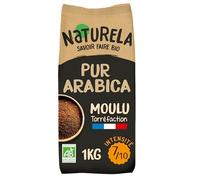 NATURELA - Café Bio Moulu - Café Arabica Bio - Torréfaction Lente - Fabriqué en France - 1 Kg