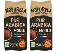 NATURELA - Café Bio Moulu - Café Arabica Bio - Torréfaction Lente - Fabriqué en France - 250 g (Lot de 2)