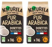 NATURELA - Café en Dosettes - 100% Arabica Bio - Saveur Intense et Équilibrée - Torréfaction lente- Fabriqué En France - 36 x 7 g