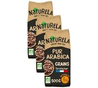 NATURELA - Café Grains Bio - Café Arabica Bio - Torréfaction Lente - Fabriqué en France - 500g (Lot de 3)