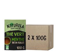 NATURELA - Thé Vert Menthe Bio Vrac - Sachet Refermable - 100 g - lot de 2 (total de 200 g)