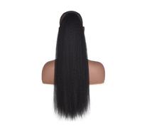 Naturelle Perruque Extension de perruque droite pour femmes 65cm/25.6 ''Extensions de cheveux queue de cheval noires longues ondulées synthétiques en postiches en queue de cheval Cheveux Naturel