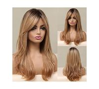 Naturelle Perruque Longue Perruque De Vague Naturelle Perruques Synthétiques Avec Une Frange Cosplay Cheveux Résistants à La Chaleur Légers Et Respirants Cheveux Naturel