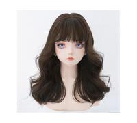Naturelle Perruque Perruque synthétique longue ondulée avec frange pour femmes, perruque marron clair, longueur moyenne, perruques ondulées résistantes à la chaleur Cheveux Naturel