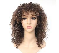 Naturelle Perruque Perruques bouclées avec frange brun blond perruque mixte longueur d'épaule perruques bouclées pour les femmes noires fibre synthétique crépus bouclés Cheveux Naturel