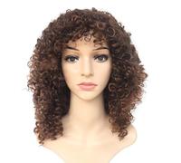 Naturelle Perruque Perruques bouclées avec frange brun blond perruque mixte longueur d'épaule perruques bouclées pour les femmes noires fibre synthétique crépus bouclés Cheveux Naturel