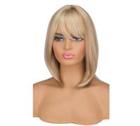 Naturelle Perruque Perruques courtes brunes perruque Bob courte droite cheveux humains sans colle WearMix Blonde perruques de cheveux synthétiques pour les femmes noires blanches Cheveux Naturel