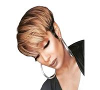 Naturelle Perruque Perruques courtes brunes perruque Bob courte droite cheveux humains sans colle WearMix Blonde perruques de cheveux synthétiques pour les femmes noires blanches Cheveux Naturel