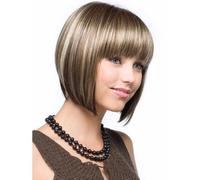 Naturelle Perruque Perruques courtes brunes perruque Bob courte droite cheveux humains sans colle WearMix Blonde perruques de cheveux synthétiques pour les femmes noires blanches Cheveux Naturel