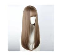Naturelle Perruque Perruques Longues Perruque Droite Avec Frange Gris Ombre Longue Ombre Perruque Synthétique Naturel Doux Cheveux Raides Perruques Fête Cheveux Naturel