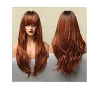 Naturelle Perruque Perruques Synthétiques Longues Perruque Ondulée Naturelle Mettre En évidence Les Cheveux En Couches Longs Ondulés Avec Une Frange Latérale Résistant à La Chaleur Cheveux Naturel
