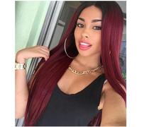 Naturelle Perruque Perruques synthétiques roses ombrées, perruques roses longues et lisses pour femmes blanches, perruque longue en soie lisse avec raie centrale Cheveux Naturel
