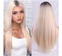 Naturelle Perruque Perruques synthétiques roses ombrées, perruques roses longues et lisses pour femmes blanches, perruque longue en soie lisse avec raie centrale Cheveux Naturel