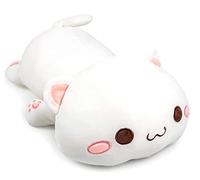 NatureMan Adorable chaton en peluche pour animal domestique - Oreiller en peluche doux pour enfants (blanc)