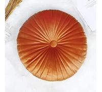 NatureMan Coussin de décoration rond en velours, Coussin citrouille - 34,8 cm (Orange) pour salon, canapé, lit, sol