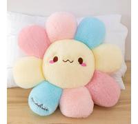 NatureMan Coussin de sol à motif de fleur souriante et marguerite colorée - Coussin de sol esthétique - Coussin de sol décoratif pour lit, canapé (taille L, 56 cm)