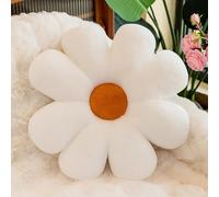 NatureMan Coussin de sol en forme de fleur - 50 cm - En forme de fleur - Coussin décoratif pour chambre de fille - Pour canapé, lit, chaise - Blanc