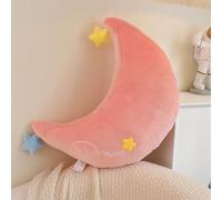 NatureMan Coussin en forme de nuage arc-en-ciel, en peluche douce, garni d'arc-en-ciel et lune, décoration de chambre d'enfant, table de chevet, canapé, coussin, couleur bonbon (lune)