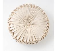 NatureMan Coussin Rond de canapé de 34,8 cm en Velours de Couleur Pure pour décoration d'intérieur, Coussin Rond plissé, Coussin Citrouille adapté pour la décoration de la Maison (Blanc crème)