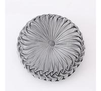 NatureMan Coussin rond de canapé de 34,8 cm, en velours pur, décoration pour la maison, coussin rond plissé, coussin en forme de citrouille, adapté pour la maison, le lit, la voiture, décoration (gris