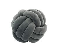 NatureMan Coussin rond doux avec nœud, coussin décoratif pour chambre d'enfant, coussin en peluche rond fait à la main, apaisant anti-stress, diamètre 28 cm (gris foncé)