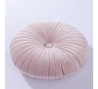 NatureMan Coussin rond en velours motif citrouille - 35 cm - Convient pour salon, canapé, lit, sol (rose)