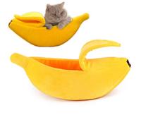 NatureMan Lit créatif en forme de banane pour chien et chat, mignon banane, niche chaude et douce pour animal domestique