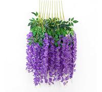 NatureMan Lot de 12 glycines artificielles à suspendre de 1 m, guirlande de glycines artificielles à suspendre pour fête de mariage, jardin, décoration murale extérieure (violet)