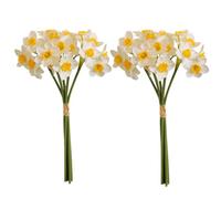 NatureMan Lot de 12 jonquilles artificielles en soie de 40,6 cm, pour intérieur et extérieur, fête de mariage, décoration de la maison, arrangements floraux (blanc)