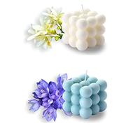 NatureMan Lot de 2 bougies à bulles - Bougies parfumées au soja sans fumée, bougies esthétiques pour décoration d'intérieur, usage domestique et cadeau (blanc + bleu)