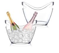 NatureMan Lot de 2 seaux à glace en plastique transparent de 4 litres pour vin, bière, bar, champagne, cocktail, bière
