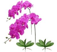 NatureMan Lot de 2 tiges d'orchidées artificielles au toucher réaliste, 9 grandes fleurs de 96,5 cm de haut pour décoration de maison, de fête de mariage (violet)