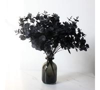 NatureMan Lot de 3 branches d'eucalyptus artificielles pour bouquet de mariage et automne, centre de table pour Thanksgiving, Halloween, centre de table (noir)