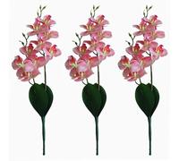 NatureMan Lot de 3 fleurs d'orchidées artificielles Phaleanopsis - 45,7 cm de haut - Pour décoration de jardin, bonsaï (rose)