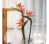 NatureMan Lot de 3 grandes fleurs artificielles permanentes en caoutchouc souple PU qui ne se décolore pas, 81,3 cm - Grand oiseau du paradis - Orange rouge