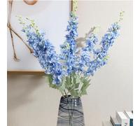 NatureMan Lot de 5 fleurs de delphinium Ajacis artificielles à tige longue de 86,4 cm de long en soie pour table, cuisine, maison, jardin, fête, décoration de mariage (bleu)