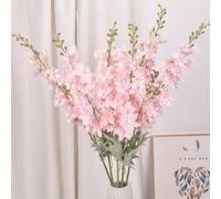 NatureMan Lot de 5 fleurs de delphinium Ajacis artificielles à tige longue en soie pour table, cuisine, maison, jardin, fête, mariage (rose)