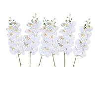 NatureMan Lot de 6 fleurs artificielles phalaenopsis blanches de 68,6 cm de haut pour décoration de maison, mariage