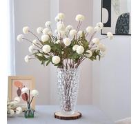 NatureMan Lot de 6 pompons artificiels en soie synthétique pour maman, 50,8 cm de haut, mini chrysanthèmes avec tiges pour bouquet, centres de table, décoration de maison/mariage (blanc)