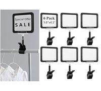NatureMan Lot de 6 supports de panneau en plastique avec pince, clips rotatifs pour étiquettes pop pour vente au détail, supermarché, exposition (14,7 x 10,9 cm)