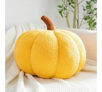 NatureMan Oreiller en peluche citrouille d'Halloween en forme de citrouille - Cadeau doux pour décoration de la maison, cadeaux de fête (28 cm, jaune)