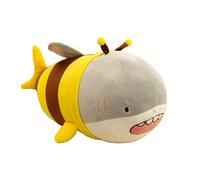 NatureMan Oreiller en peluche d'abeille jaune de 35,6 cm, poupée en peluche requin animé, jouet en peluche doux pour enfants