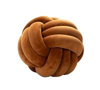 NatureMan Oreillers ronds en peluche avec nœud doux pour décoration de chambre d'enfant, oreiller rond en peluche fait à la main, jouet apaisant pour soulager le stress, diamètre 28 cm (caramel)
