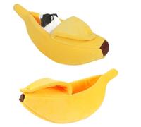 NatureMan Panier créatif en forme de banane pour chien et chat - En forme de banane - Chaud et doux - Fournitures pour chaton et chiot - Taille S