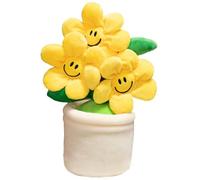 NatureMan Plante succulente en peluche de 11,8 cm, pot de fleurs en peluche, joli visage souriant, plantes en peluche pour décoration de chambre/cadeau d'anniversaire (jaune)