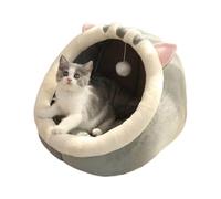 NatureMan Tente pour chat d'intérieur avec balle à suspendre, coussin en coton amovible, fournitures chaudes et douces pour chaton et petit chien (gris, M)