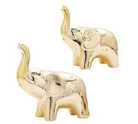NatureMan Une paire de statues d'éléphant pour décoration d'intérieur, figurines d'éléphant de style moderne, accessoires décoratifs pour la maison, le bureau, la bibliothèque, le salon (doré)