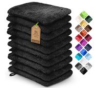 NatureMark Lot de 10 Gants de Toilette en Tissu éponge, 100% Coton, Noir, 15 x 21 cm